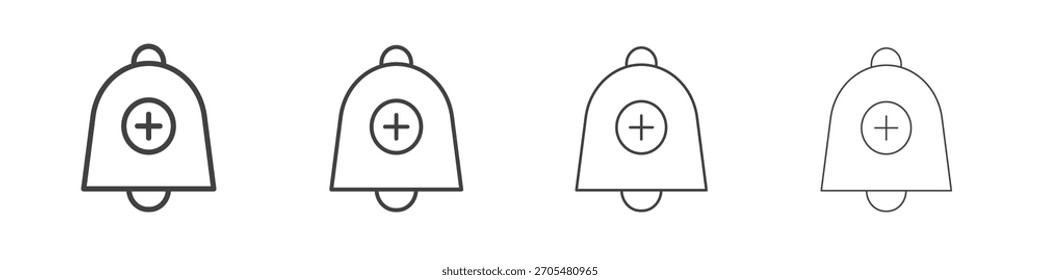 Cowbell círculo mais ícone vetor coleção, modelo de logotipo de ilustração em linha fina moda traços editáveis estilo.