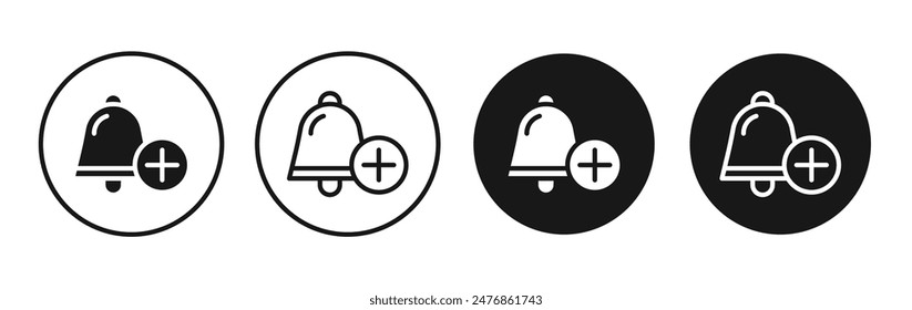 Cowbell circle plus line vector icon set.