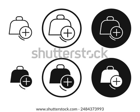 Cowbell circle plus outlined icon vector collection.