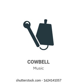 Cowbell glyph icon vector on white background. Flat vector cowbell icon symbol sign from modern music and multimedia collection for mobile concept and web apps design.