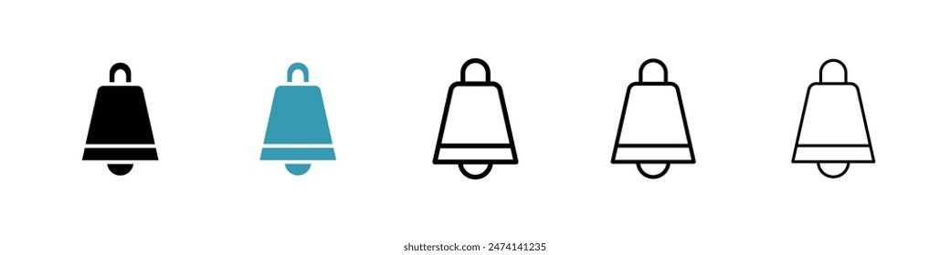 Cowbell icon set. farm cow metal ring bell vector symbol for UI designs.