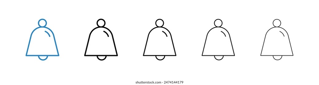 Cowbell icon set. Farm cow metal bell vector symbol used for livestock.