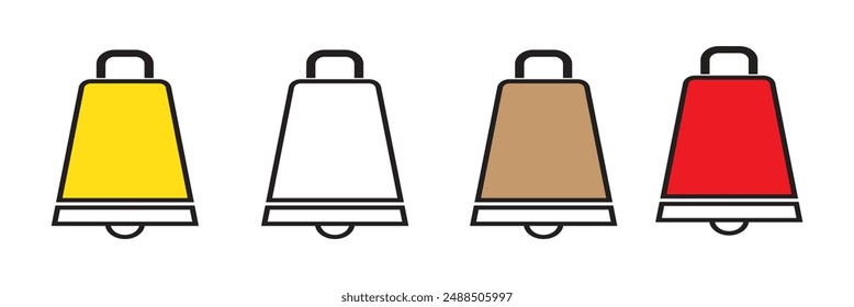 Cowbell icon set. farm cow metal ring bell vector symbol for UI designs.