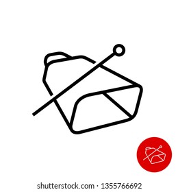 Cowbell icon. Simple linear style cow bell with stick symbol. Adjustable outline stroke line width.