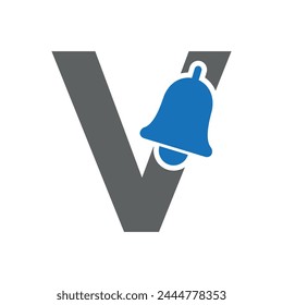 Cowbell Logo combine with letter V vector template