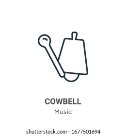Cowbell outline vector icon. Thin line black cowbell icon, flat vector simple element illustration from editable music and multimedia concept isolated stroke on white background