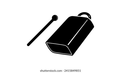 Cowbell sign, black isolated silhouette