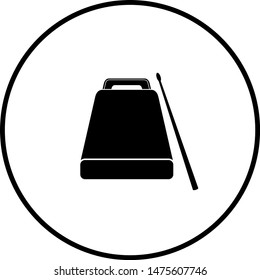 cowbell with stick musical instrument symbol