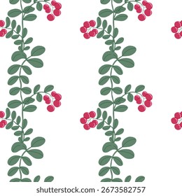 Cowberry nahtloses Muster im Retro-Stil. Vintage Tapete Druck und Textur für Interieur oder Home Design. Ländliche und ländliche Ästhetik.