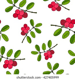 Cowberry seamless pattern. Vector illustration