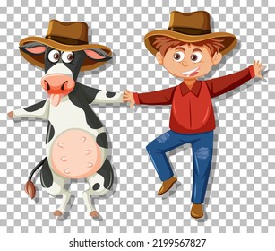 A cowbot cartoon character on grid background illustration