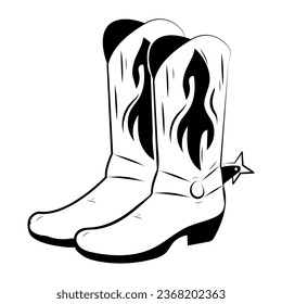 cowbow hand draw boots vector isolated