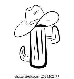 cactus de tracción de la mano del arcoíris con un vector de sombrero aislado
