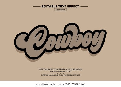 Cowboy 3D editable text effect template