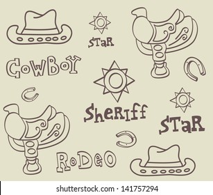 Cowboy accessories vector illustration