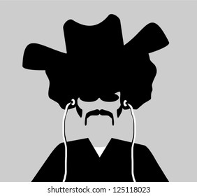 cowboy with afro and earphones