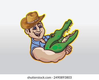 cowboy alligator wrestling mascot logo