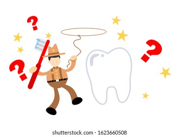 cowboy america and dental care cartoon doodle flat design style vector illustration