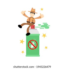 cowboy america eradicate cockroach bug spray insecticide cartoon doodle flat design style vector illustration