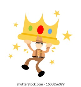 cowboy america pick king crown cartoon doodle flat design style vector illustration