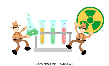 cowboy america stop hazardous skull alert danger toxic laboratory formula cartoon doodle flat design style vector illustration