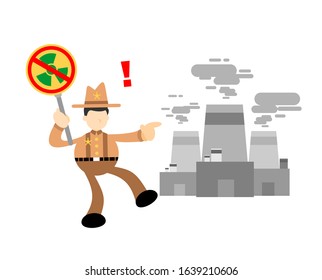 cowboy america stop nuclear activity sign cartoon doodle flat design style vector illustration
