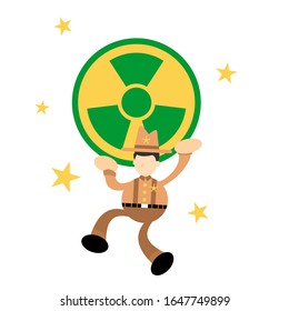cowboy america stop nuclear activity sign cartoon doodle flat design style vector illustration