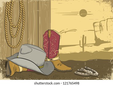 Cowboy background with american clothes