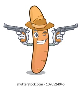 Cowboy baguette character cartoon style