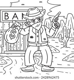 Cowboy Bandit Coloring Page for Kids