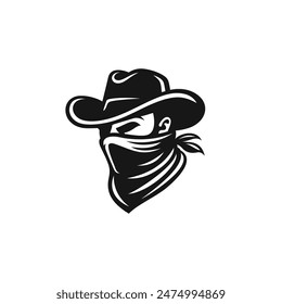 Cowboy bandit logo vector. EPS 10 editable vector