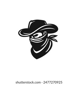 Cowboy bandit logo vector. EPS 10 editable vector