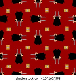 Cowboy Bandit pattern seamless. Wild West gunfighter background. Western ornament