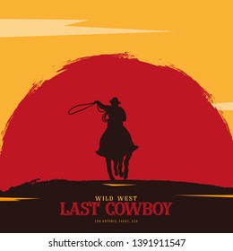 Cowboy banner. Wild West and Rodeo with horse. Texas. Vector illustration