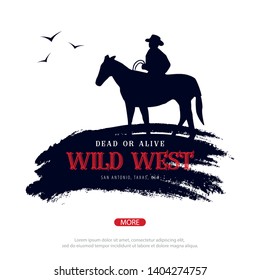 Cowboy banner. Wild West and Rodeo with horse. Texas. Vector illustration