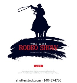 Cowboy banner. Wild West and Rodeo with horse. Texas. Vector illustration