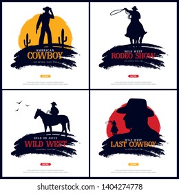 Cowboy banner. Wild West and Rodeo with horse. Texas. Vector illustration