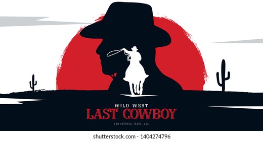 Cowboy banner. Wild West and Rodeo with horse. Texas. Vector illustration