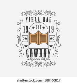 Cowboy Bar Ornament Vector Illustration