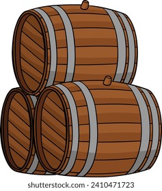 Cowboy Barrels Stock Cartoon Colored Clipart 