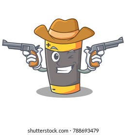 Cowboy battery character cartoon style