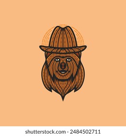 Cowboy Bear Vintage Logo template modern