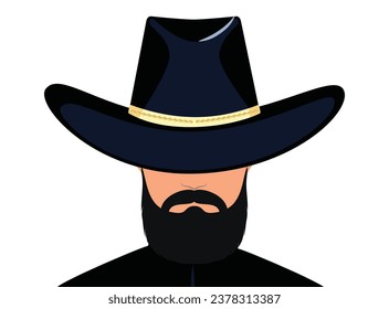 Cowboy with beard and hat, vector illustration