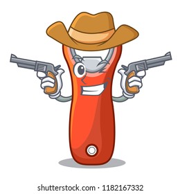 Cowboy beer bottle opener isolated on cartoon