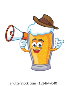 cowboy beer cartoon mascot character vector