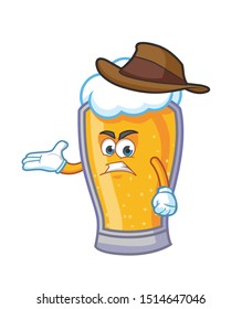 cowboy beer cartoon mascot character vector