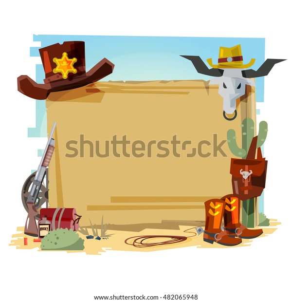 Cowboy Billboard Element Presentation Vector Illustration Stock Vector ...