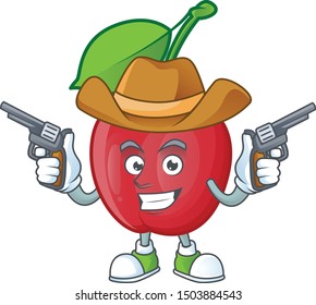 Cowboy Bing Cherries Isolated Mascot In Character