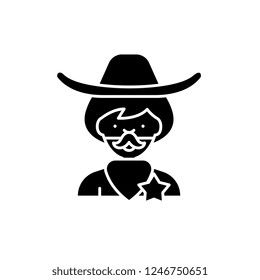 Cowboy black icon, vector sign on isolated background. Cowboy concept symbol, illustration 