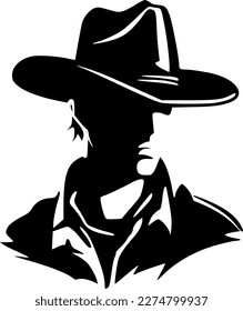 Cowboy - Black and White Isolated Icon - Vector illustration svg